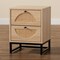 Baxton Studio Ardon Bohemian Light Brown Finished Wood and Black Metal 2-Drawer Nightstand with Natural Rattan 196-12078-ZORO - alternate 8